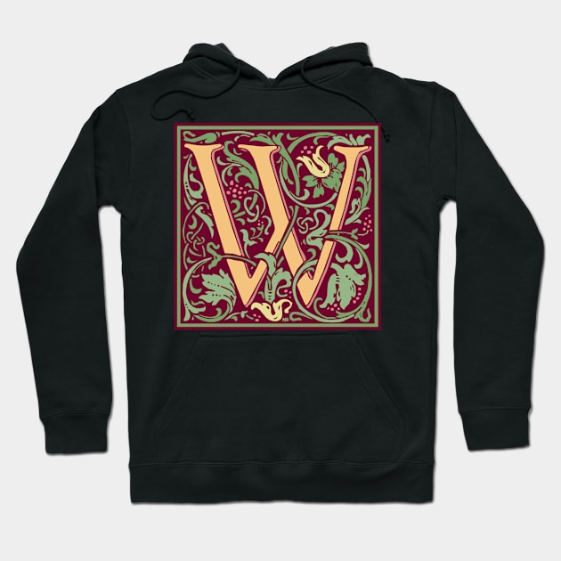 William Morris Vintage Letter W Hoodie by MatchbookGraphics